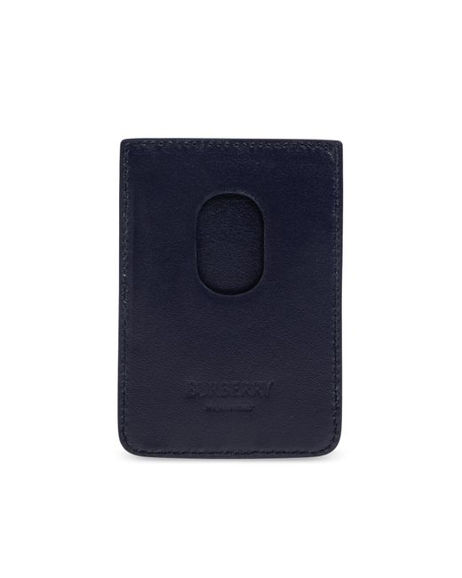 Burberry Blue Leather Card Holder With Logo for men