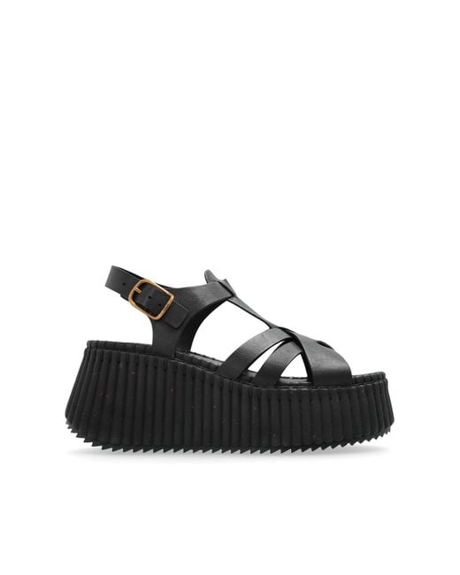 Chloé Black "Nama" Wedge Sandals