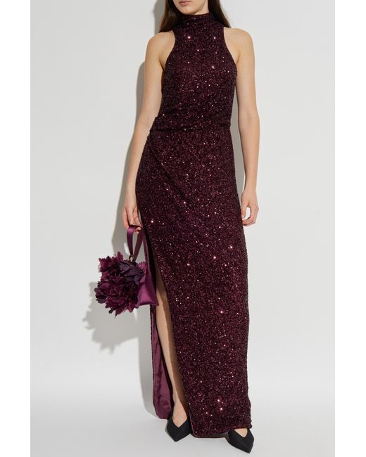 Balmain Purple Sleeveless Sequin Dress