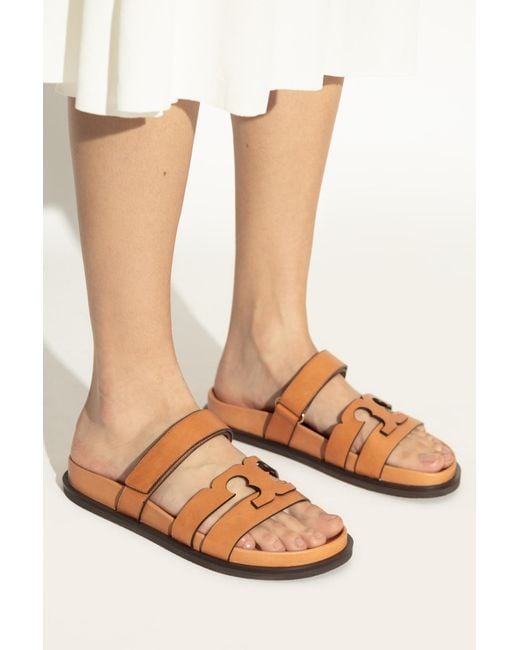 Tory Burch Brown Leather Slides Ines