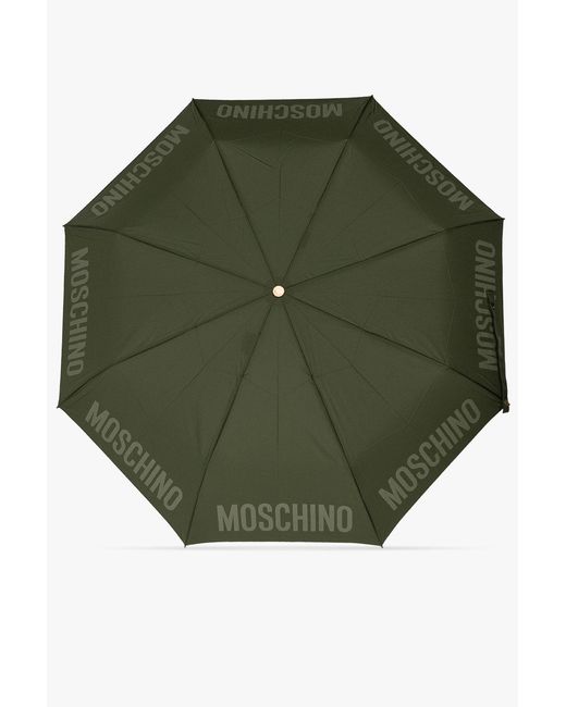 Moschino Green Folding Umbrella With Logo