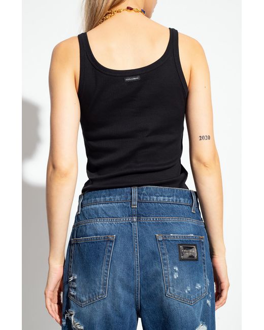 Dolce & Gabbana Black Ribbed Top