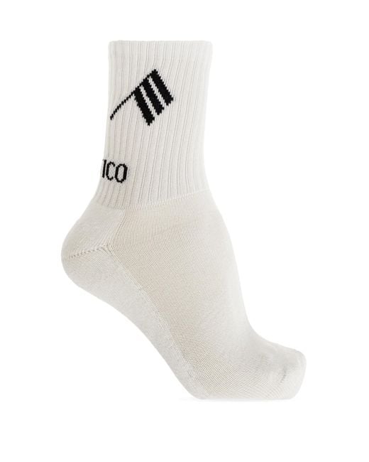 The Attico White Cotton Socks With Logo