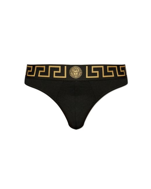 Versace Black Cotton Thong Panties for men