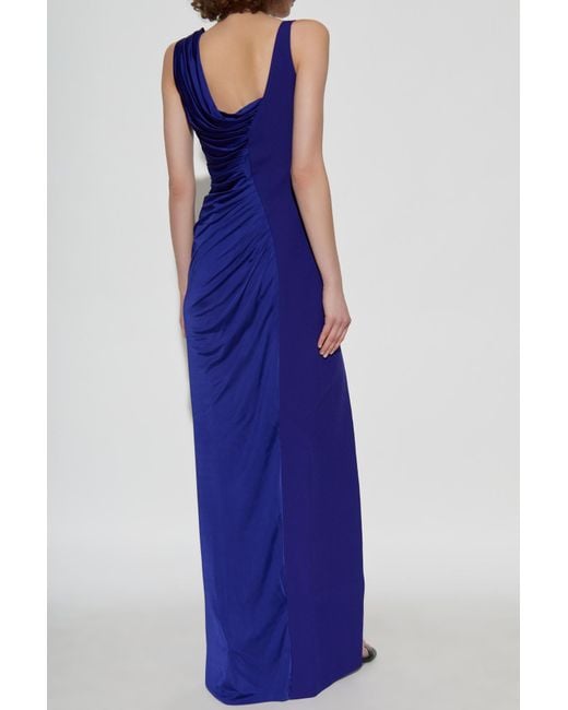 Versace Blue Long Dress With Draping