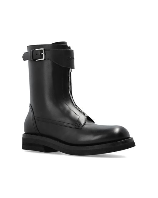 McQueen Black "Biker" Ankle Boots for men