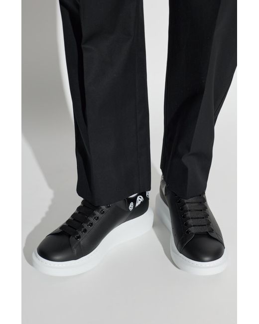 McQueen Black Leather Sports Shoes With Logo for men