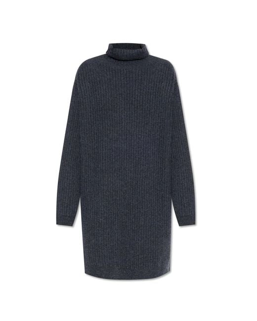 Lemaire Blue Wool Dress With Turtleneck
