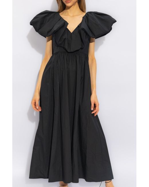 Ulla Johnson Black 'francesca' Dress With Puff Sleeves,
