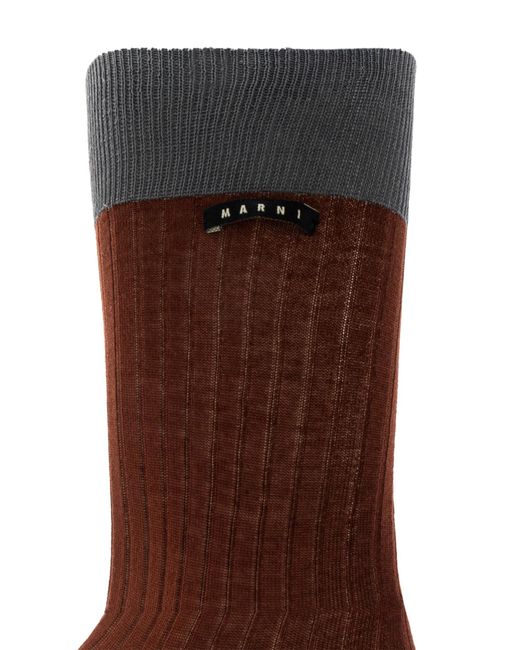 Marni Brown Cotton Ribbed Socks for men