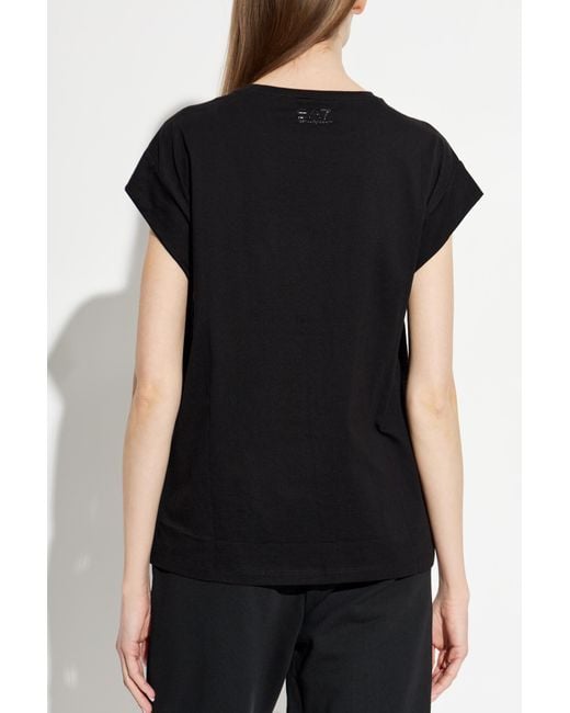 EA7 Black Top With Printed Logo