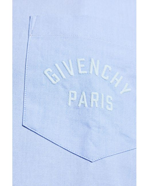 Givenchy Blue Cotton Shirt With Pocket for men