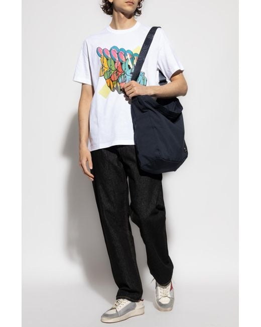 Paul Smith White Ps Paul Smith T-Shirt With Colorful Print for men