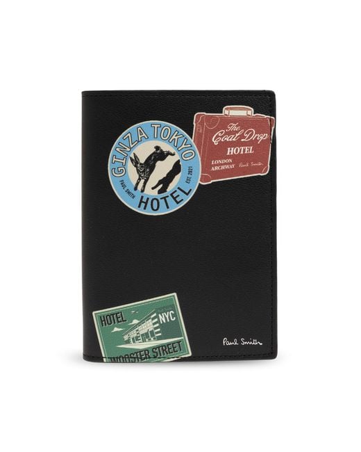 Paul Smith Black Leather Passport Case for men