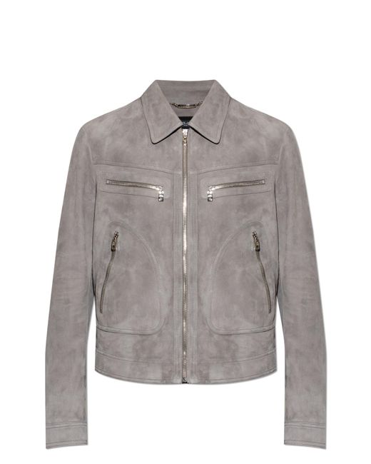 Dolce & Gabbana Gray Suede Jacket for men