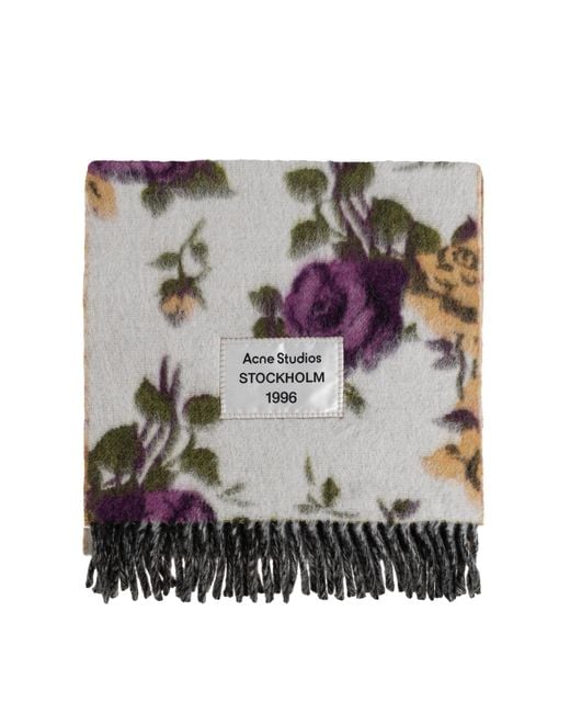 Acne Gray Scarf With Logo