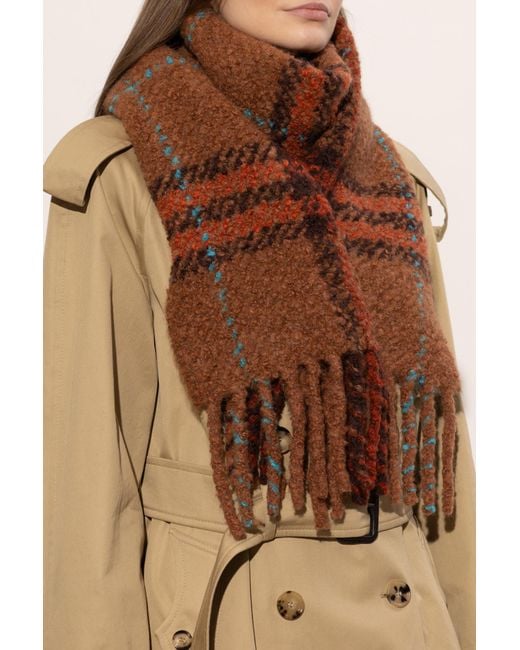 Burberry Brown Scarf With A Check Pattern