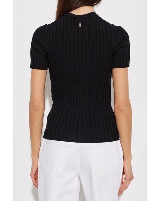 AMI Black Pleated Top