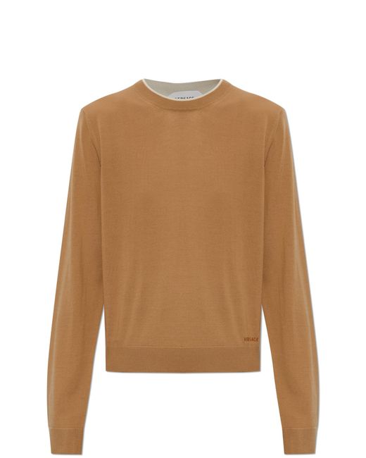 Versace Natural Sweater With Embroidered Logo