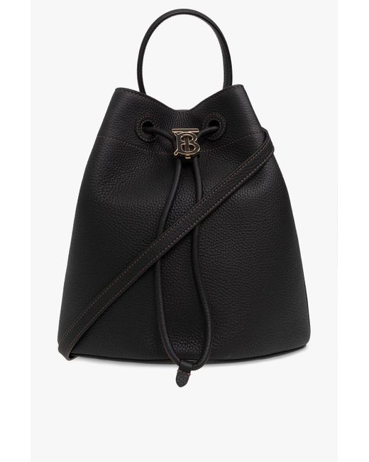 Burberry Leather Bucket Bag in Black | Lyst