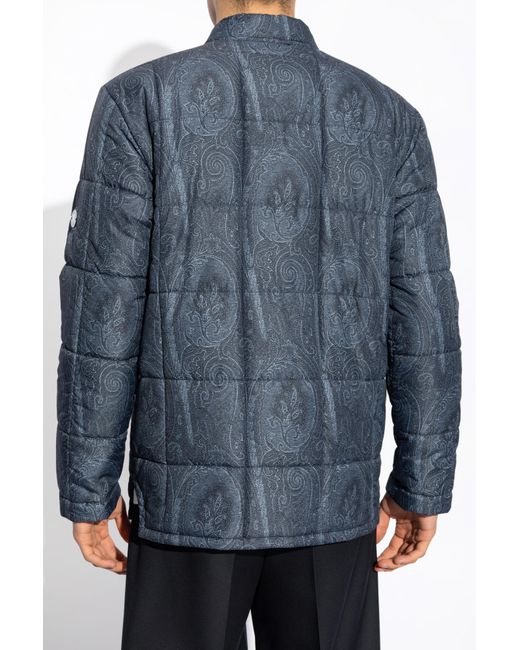 Etro Blue Padded Jacket With Pockets for men