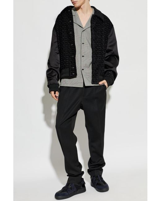 Balmain Gray Checked Pattern Shirt for men