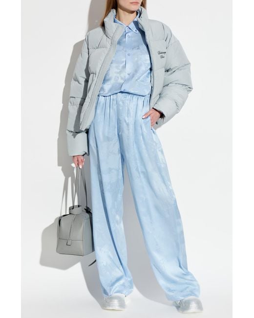 Balenciaga Blue Puffer Jacket With Logo