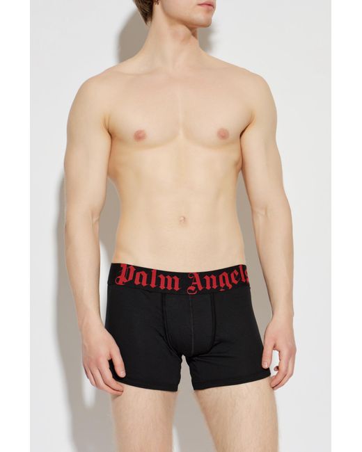 Palm Angels Black Two-Pack Of Boxers With Logo for men