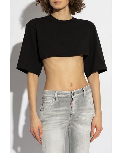 DSquared² Black Short Loose-Fitting T-Shirt