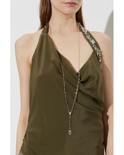 McQueen Metallic Necklace With Cubic Zirconia