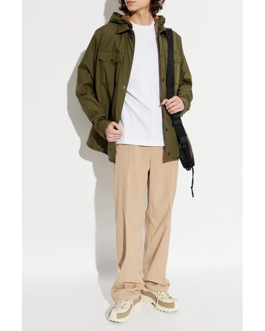 Moncler Natural Trousers With Logo Patch for men