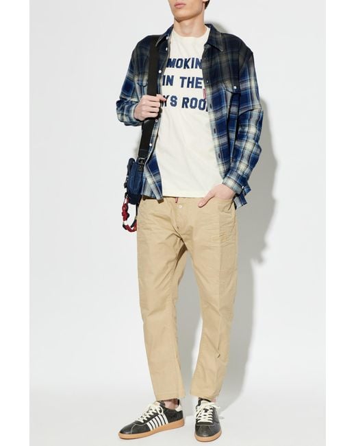 DSquared² Blue T-Shirt With Patch for men