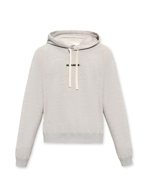 Jil Sander Gray Logo-Printed Hoodie for men