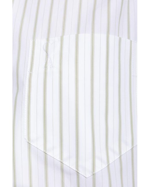 AMI White Shirt With A Stripe Pattern