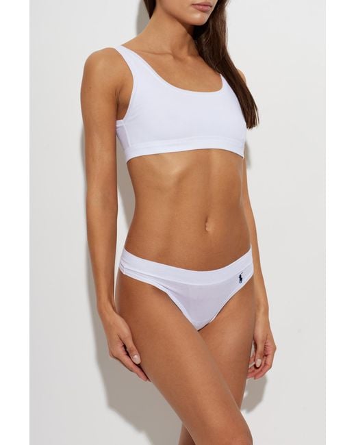 Polo Ralph Lauren Blue Cotton Thong With Logo
