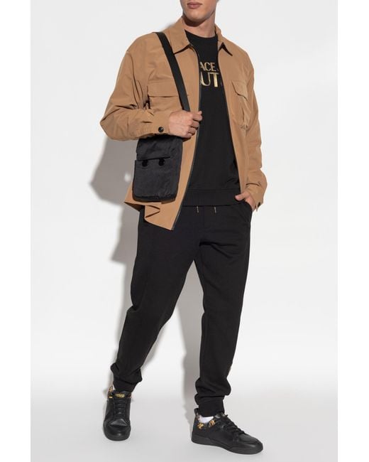 Versace Jeans Couture Black Jacket With Embossed Logo On The Back for men