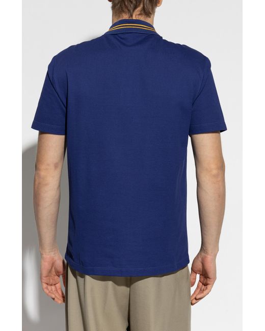 Versace Blue Cotton Polo for men