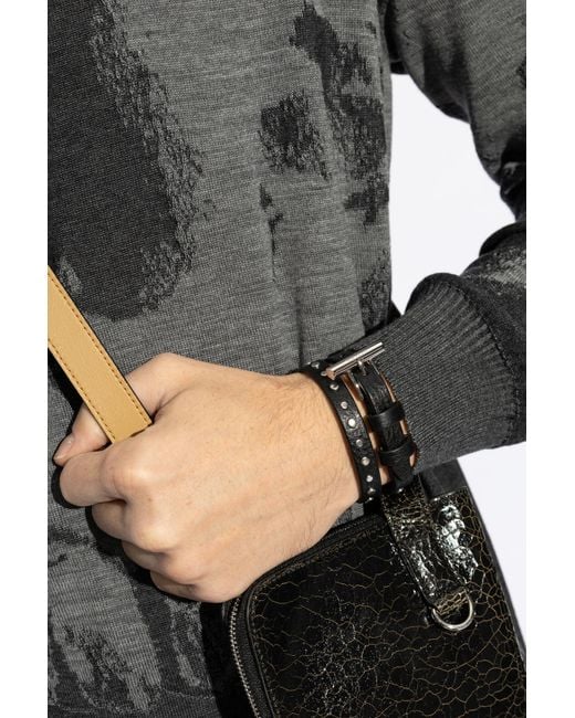 Alexander McQueen Black Leather Bracelet