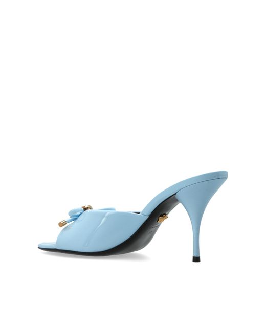 Versace White Heeled Mules 'Opera Bow'