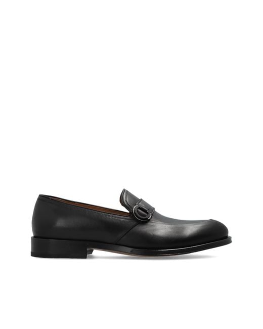Ferragamo Black "Scout" Leather Loafers for men