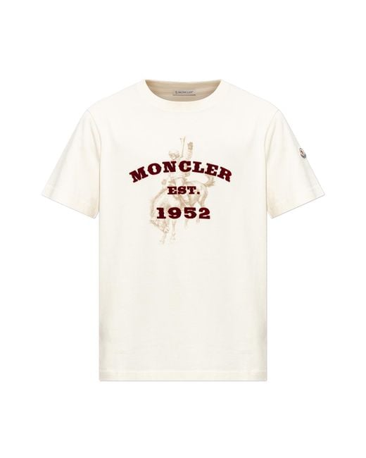 Moncler White T-Shirt With Logo for men