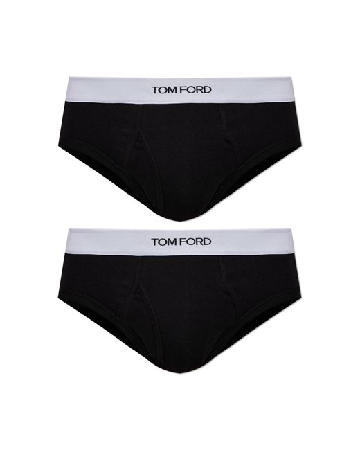 Tom Ford Black Two-Pack Of Cotton Briefs With Logo for men