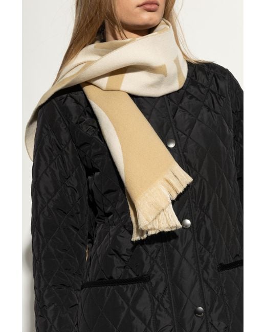 Burberry Metallic Wool Scarf With Logo
