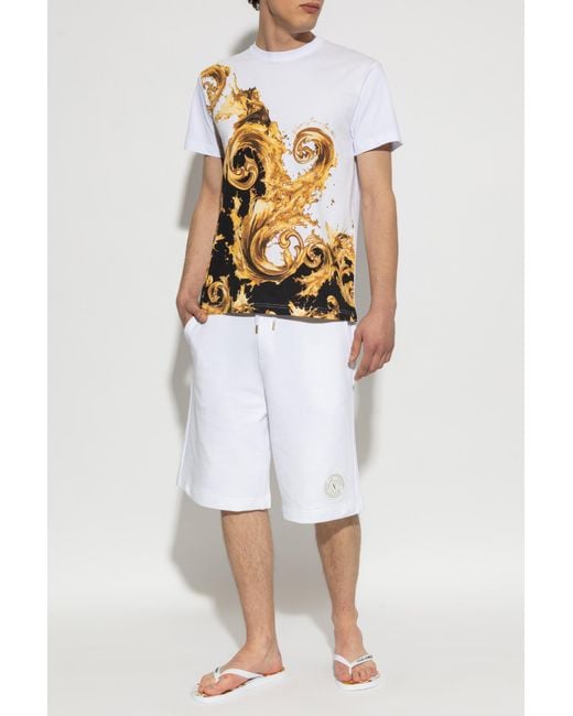 Versace Jeans Couture White Sweatshorts With Logo Patch for men
