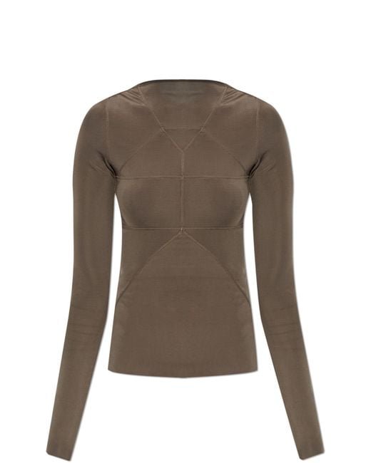 Rick Owens Brown Fitted Top With Raw Edge Finish