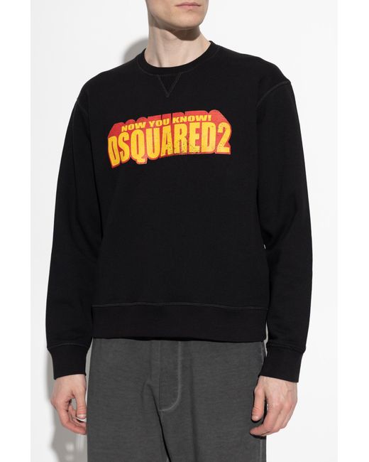 DSquared² Black Sweatshirt With Print for men