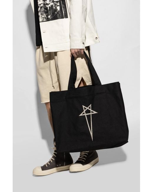 Rick Owens Black Shoulder Bag Beach Bag for men