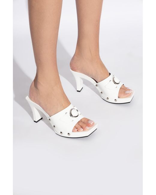 Versace White Platform Slippers