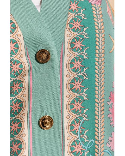 Versace Green Cardigan Made Of Combined Fabrics