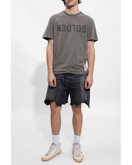 Golden Goose Deluxe Brand Gray T-Shirt With Logo for men